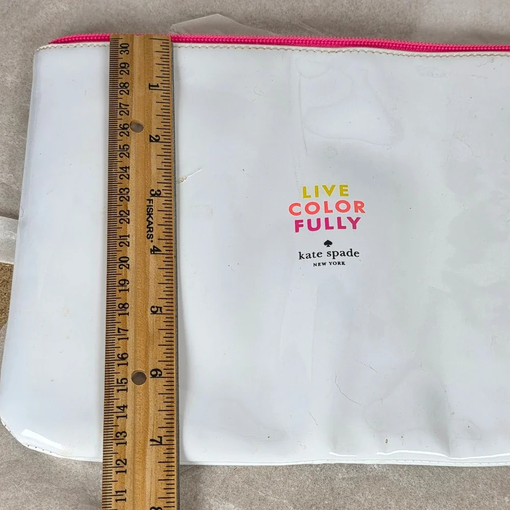 Kate Spade New York Live Color Fully‎ White Patent Vinyl Pouch Cosmetic Bag 10x7